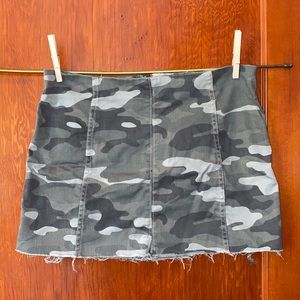 Grey Camo Mini Skirt